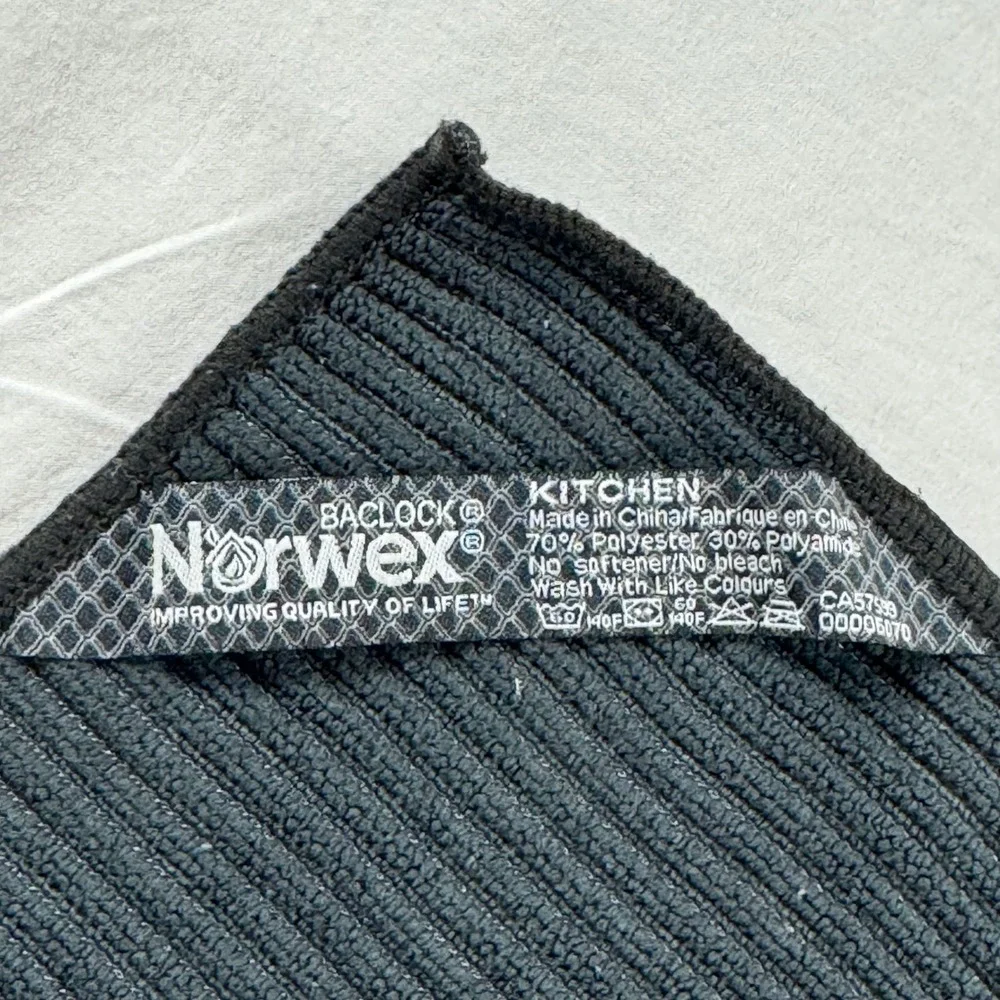 Norwex Black Ribbed BacLock Microfiber Kitchen Cloth
